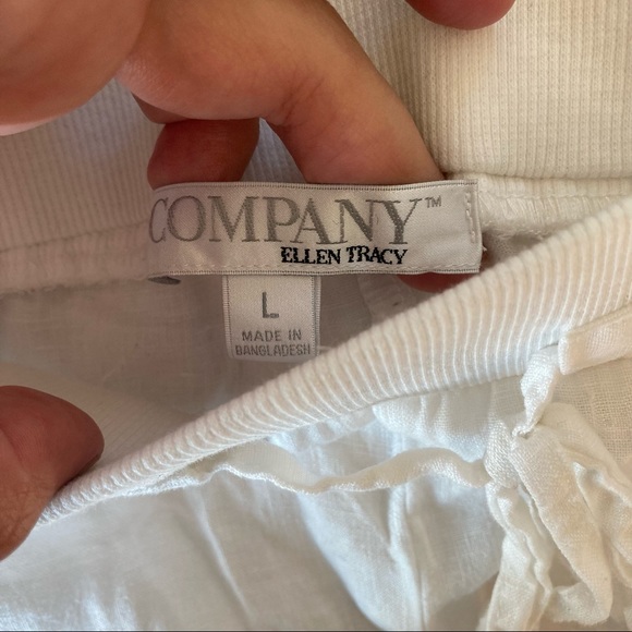 { ELLEN TRACY x COMPANY } White Wide Leg Linen Pants - Picture 6 of 6